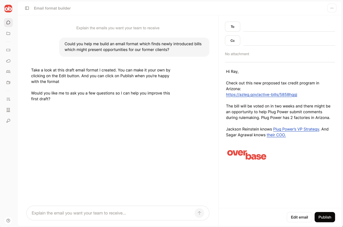Overbase generated opportunity email preview.